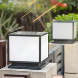 Modern Cube Metal Outdoor Garden Pillar Light Black Image - 18