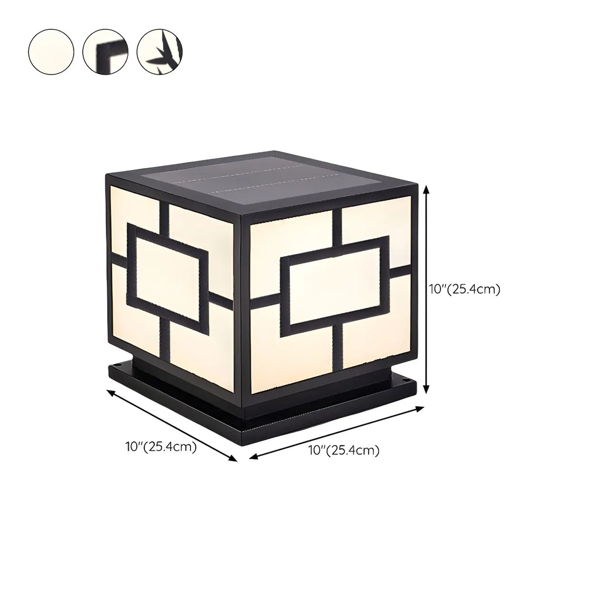 Modern Cube Metal Outdoor Garden Pillar Light Black 