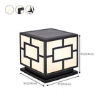 Modern Cube Metal Outdoor Garden Pillar Light Black #size