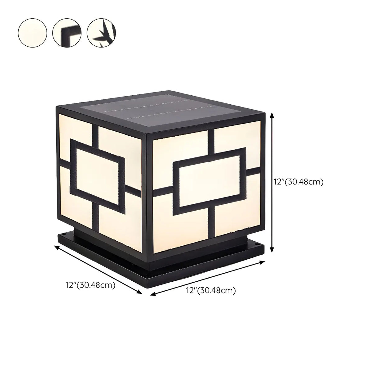 Modern Cube Metal Outdoor Garden Pillar Light Black Image - 20