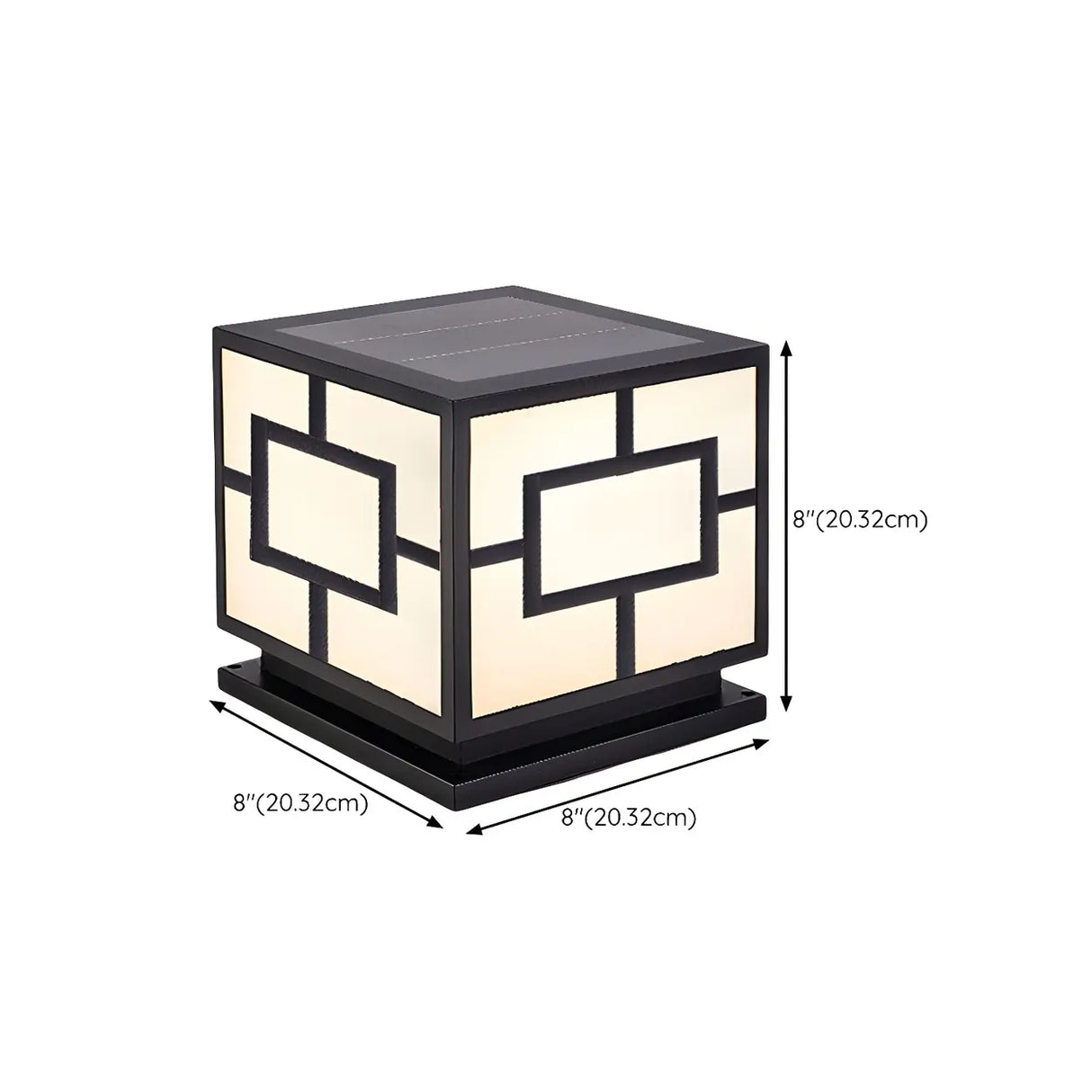 Modern Cube Metal Outdoor Garden Pillar Light Black Image - 23