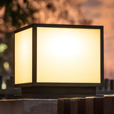 Modern Cube Metal Outdoor Garden Pillar Light Black Image - 3