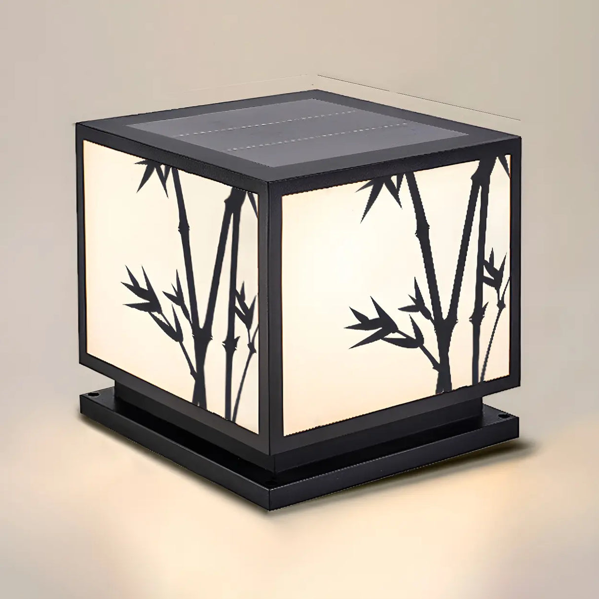 Modern Cube Metal Outdoor Garden Pillar Light Black Image - 4