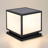 Modern Cube Metal Outdoor Garden Pillar Light Black Image - 5