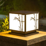 Modern Cube Metal Outdoor Garden Pillar Light Black Image - 6