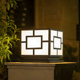 Modern Cube Metal Outdoor Garden Pillar Light Black Image - 7