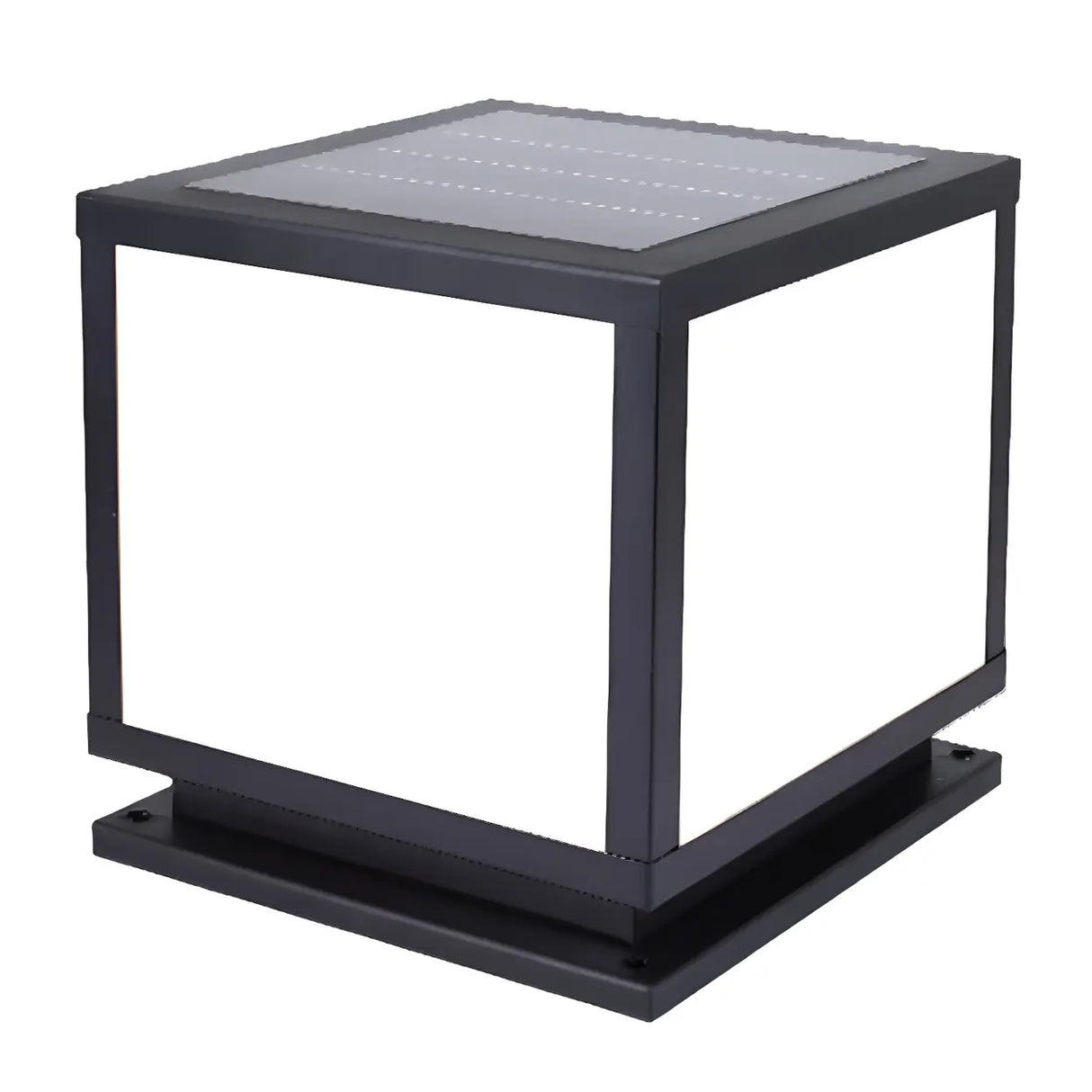 Modern Cube Metal Outdoor Garden Pillar Light Black Image - 8