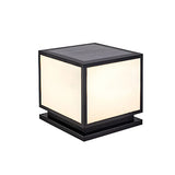 Modern Cube Metal Outdoor Garden Pillar Light Black Image - 9