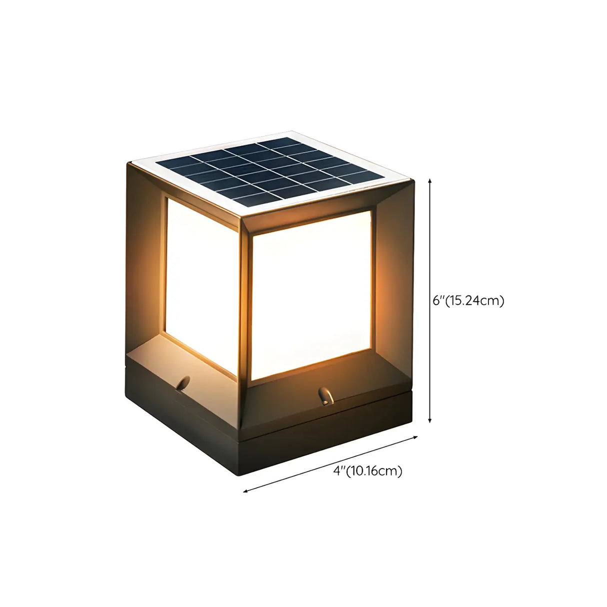 Modern Cube Metal Outdoor Solar Table Lamp Bronze 