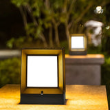 Modern Cube Metal Outdoor Solar Table Lamp Bronze Image - 3