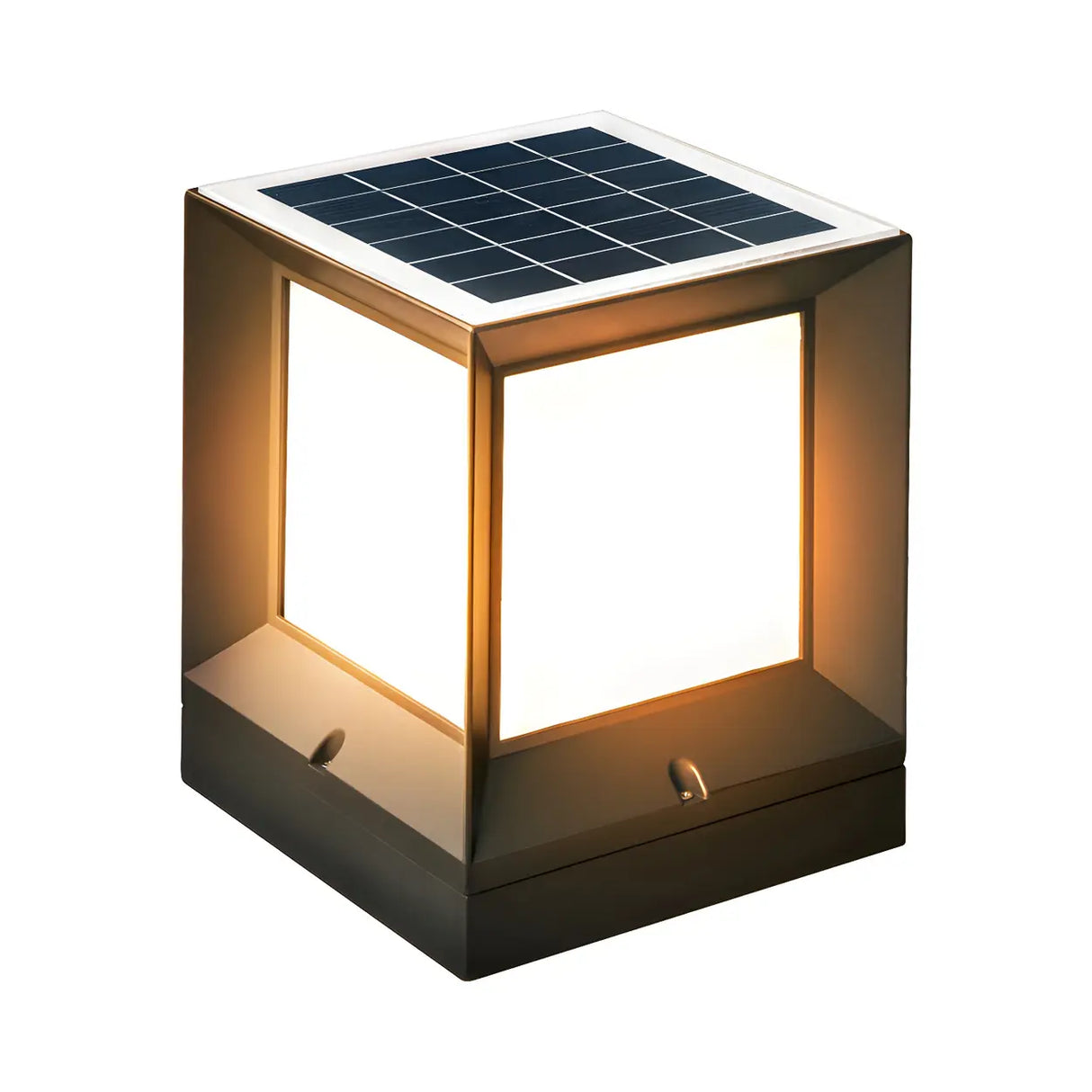 Modern Cube Metal Outdoor Solar Table Lamp Bronze Image - 6