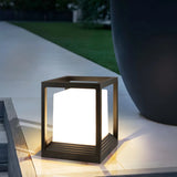 Modern Cube Metal Waterproof Outdoor Pool Post Light Image - 2