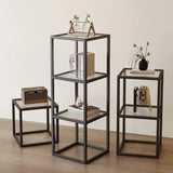 Modern Cube Open Metal Frame Black Multi-use Bookcase Image - 1