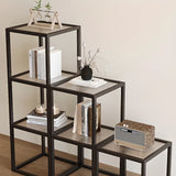 Modern Cube Open Metal Frame Black Multi-use Bookcase Image - 4