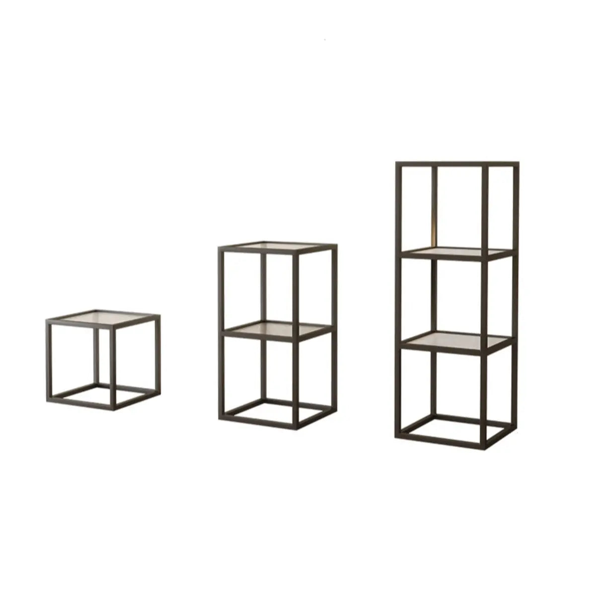 Modern Cube Open Metal Frame Black Multi-use Bookcase Image - 5