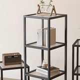 Modern Cube Open Metal Frame Black Multi-use Bookcase Image - 7