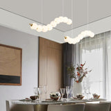 Modern Curve White Ball LED Island Pendant Light Image - 15