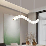 Modern Curve White Ball LED Island Pendant Light Image - 8