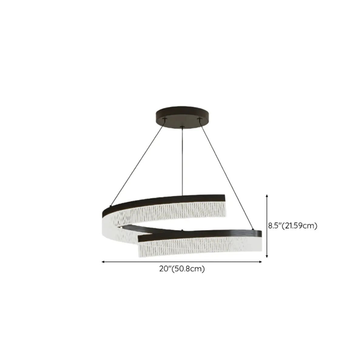 Modern Curved LED Black Large Acrylic Circular Chandelier 