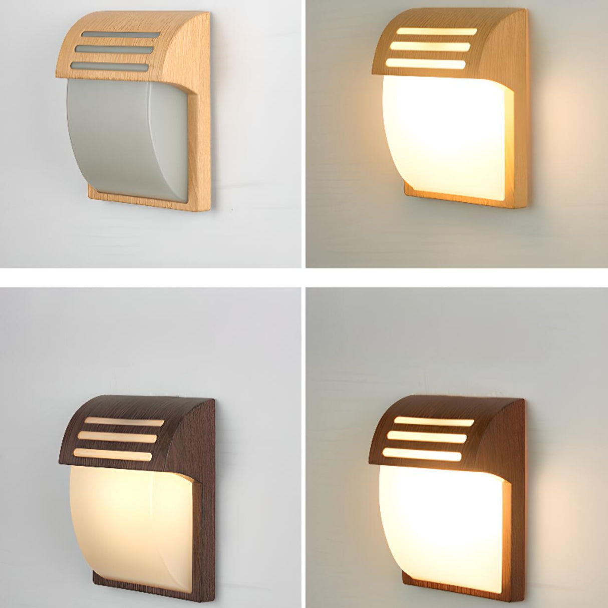 Modern Curved Outdoor Wooden Wall Sconce Image - 5