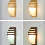 Modern Curved Outdoor Wooden Wall Sconce Image - 6