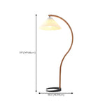 Modern Curved Wooden Floor Lamp with Pleated Shade #size