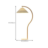 Modern Curved Wooden Floor Lamp with Pleated Shade Image - 14