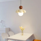 Modern Cute Flower Petal White Resin Pendant Light Image - 1