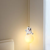 Modern Cute Panda Resin Globe Pendant Light Children's Room Image - 1