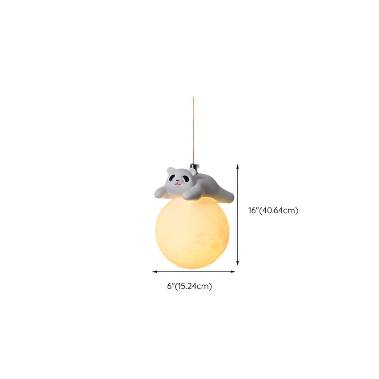 Modern Cute Panda Resin Globe Pendant Light Children's Room Image - 10