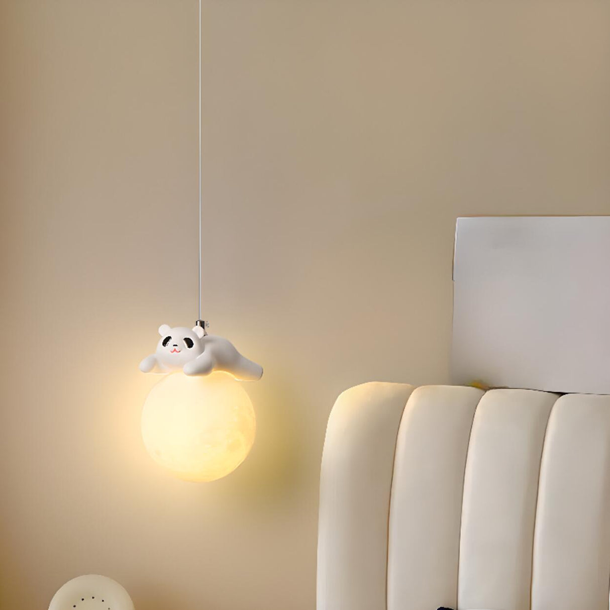 Modern Cute Panda Resin Globe Pendant Light Children's Room Image - 4