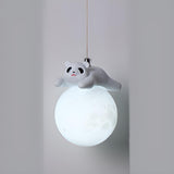 Modern Cute Panda Resin Globe Pendant Light Children's Room Image - 7