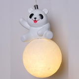 Modern Cute Panda Resin Globe Pendant Light Children's Room Image - 8