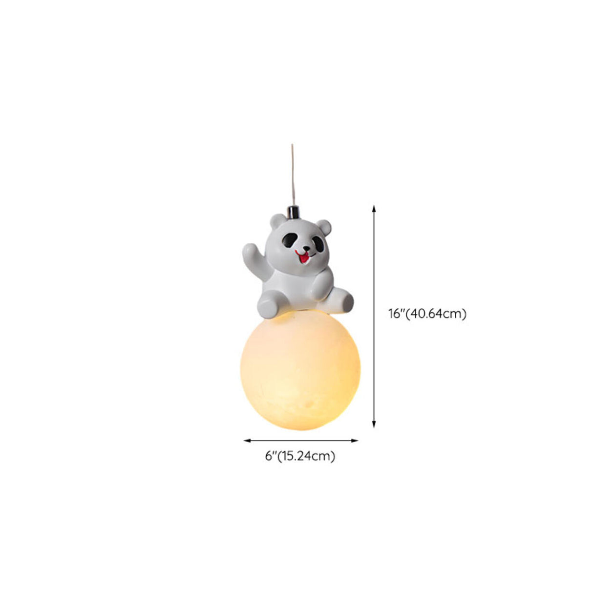 Modern Cute Panda Resin Globe Pendant Light Children's Room 