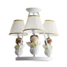 Modern Cute White Angel Kids Bedroom Round Chandelier Image - 1