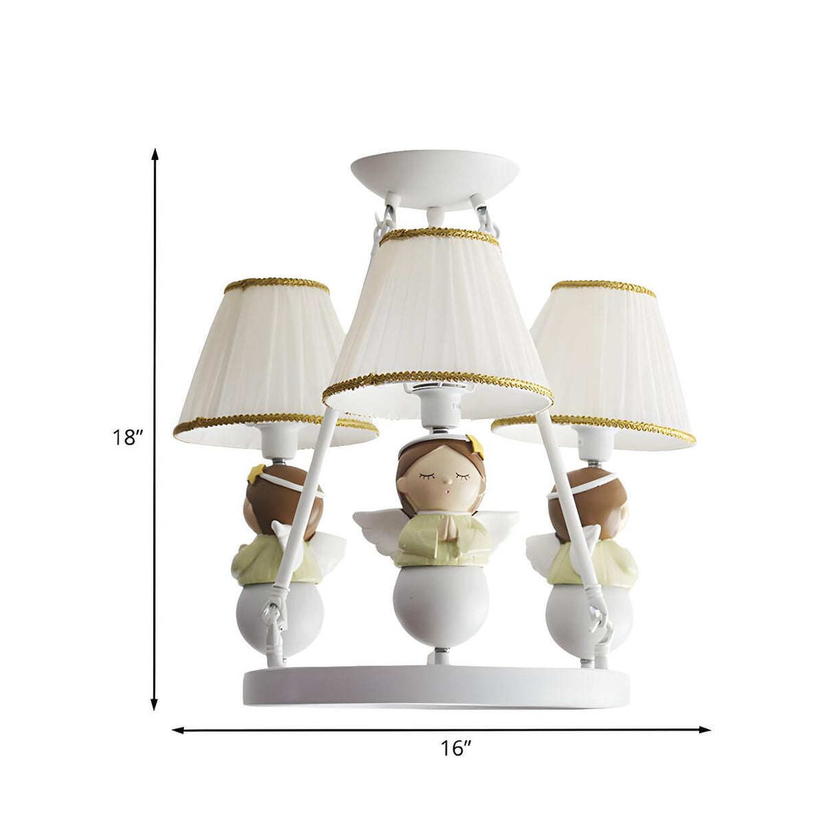 Modern Cute White Angel Kids Bedroom Round Chandelier 