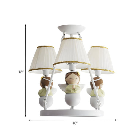 Modern Cute White Angel Kids Bedroom Round Chandelier #size