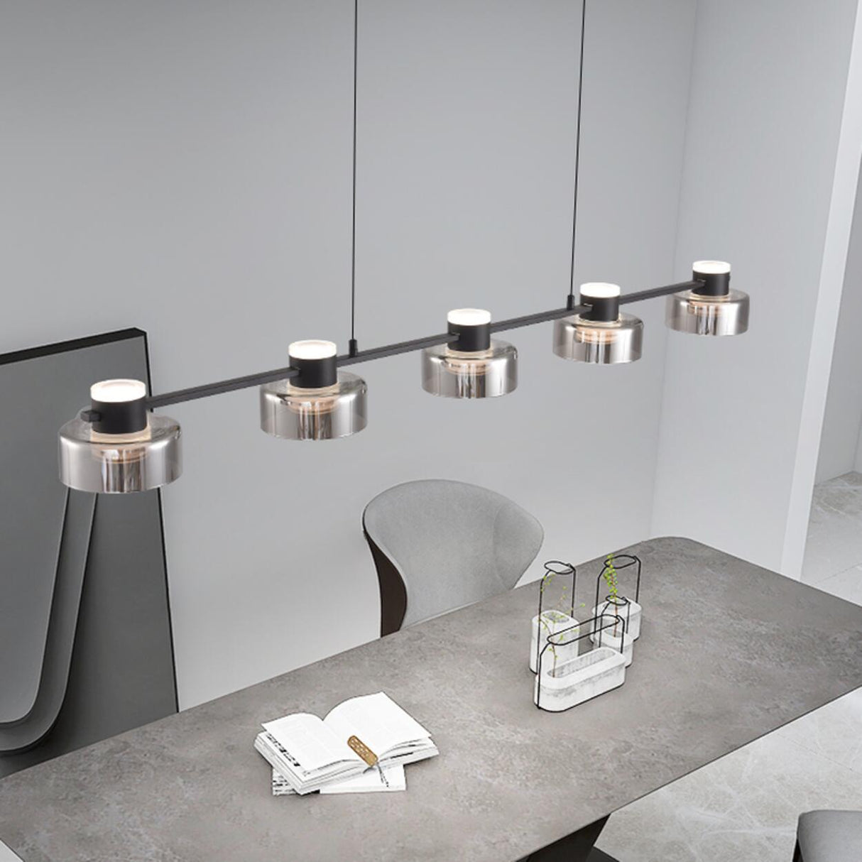 Modern Cylinder 5-Light Kitchen Island Pendant Light Image - 1