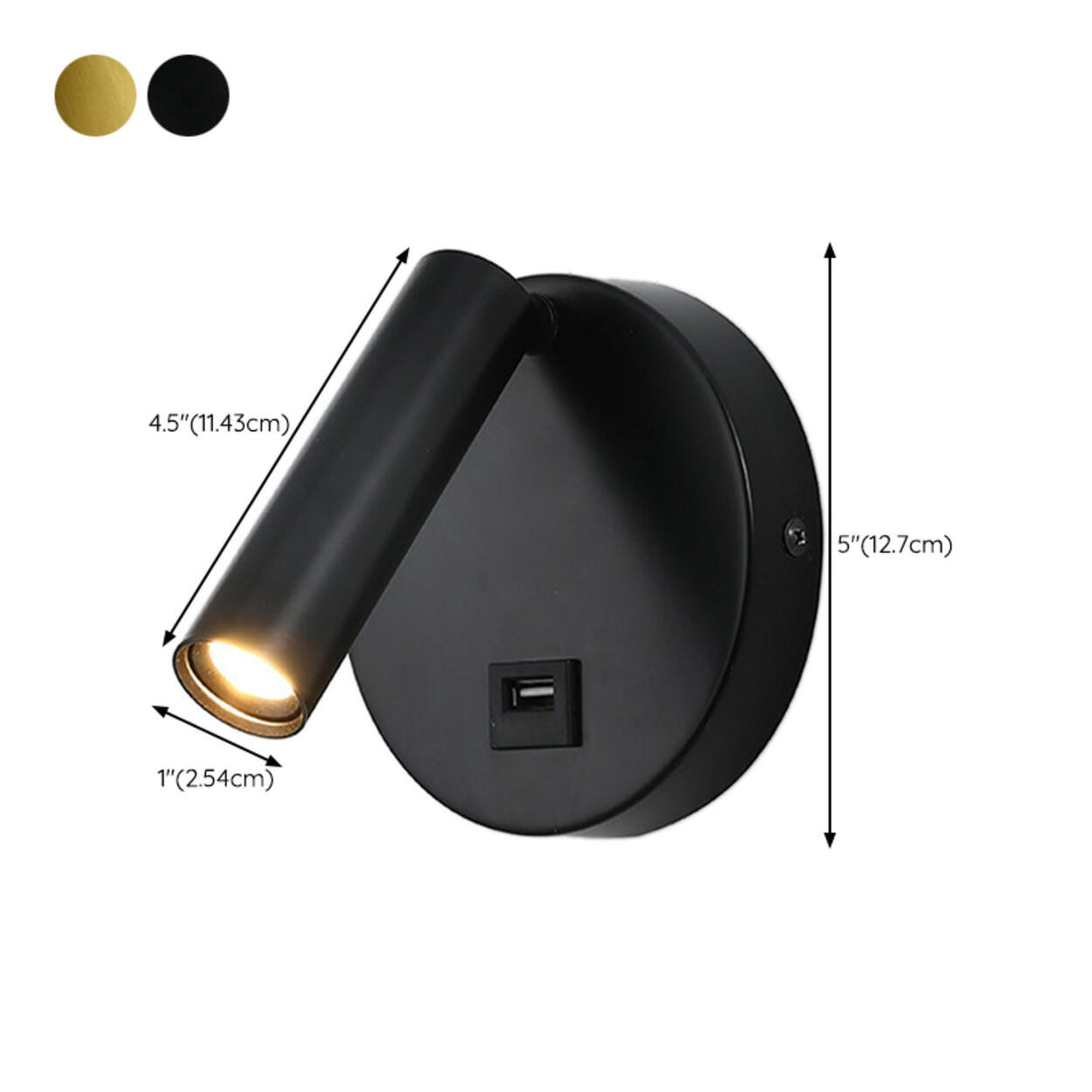 Modern Cylinder Adjustable Wall Sconce with USB Port Image - 20