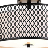 Modern Cylinder Black Metal Mesh Semi-Flush Mount Light Image - 8