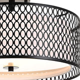 Modern Cylinder Black Metal Mesh Semi-Flush Mount Light Image - 9