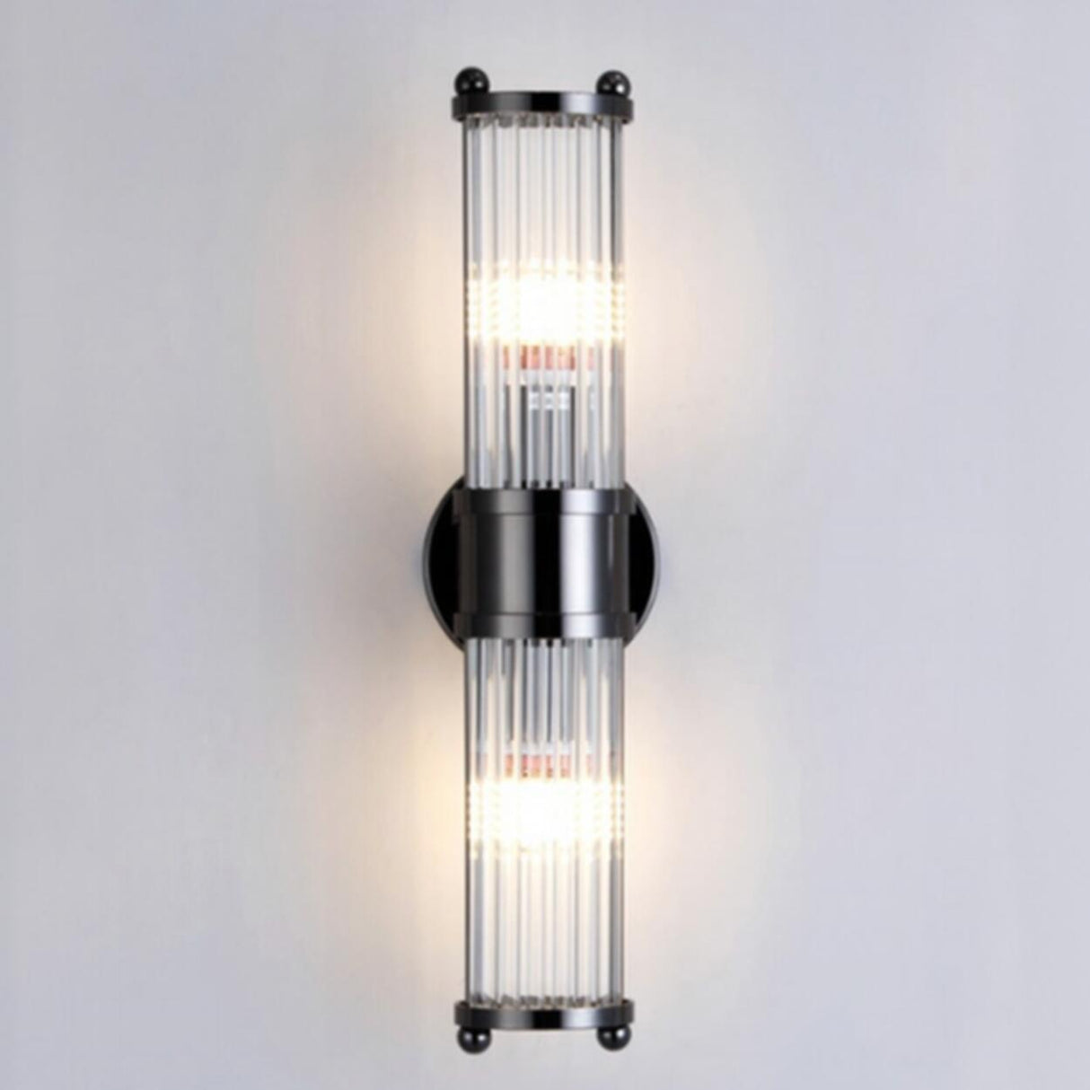 Modern Cylinder Clear Crystal Bedroom Wall Sconce Image - 10