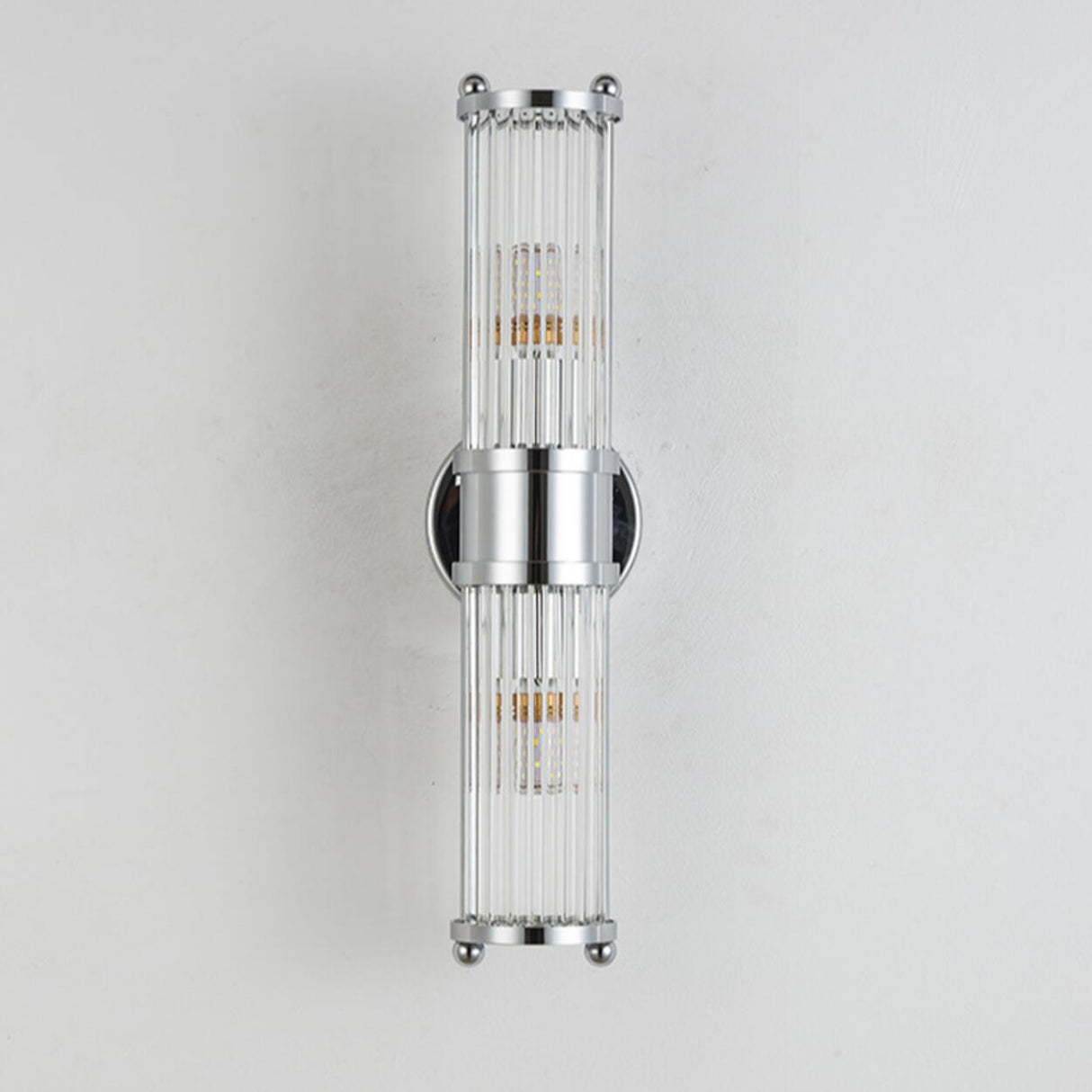 Modern Cylinder Clear Crystal Bedroom Wall Sconce Image - 13