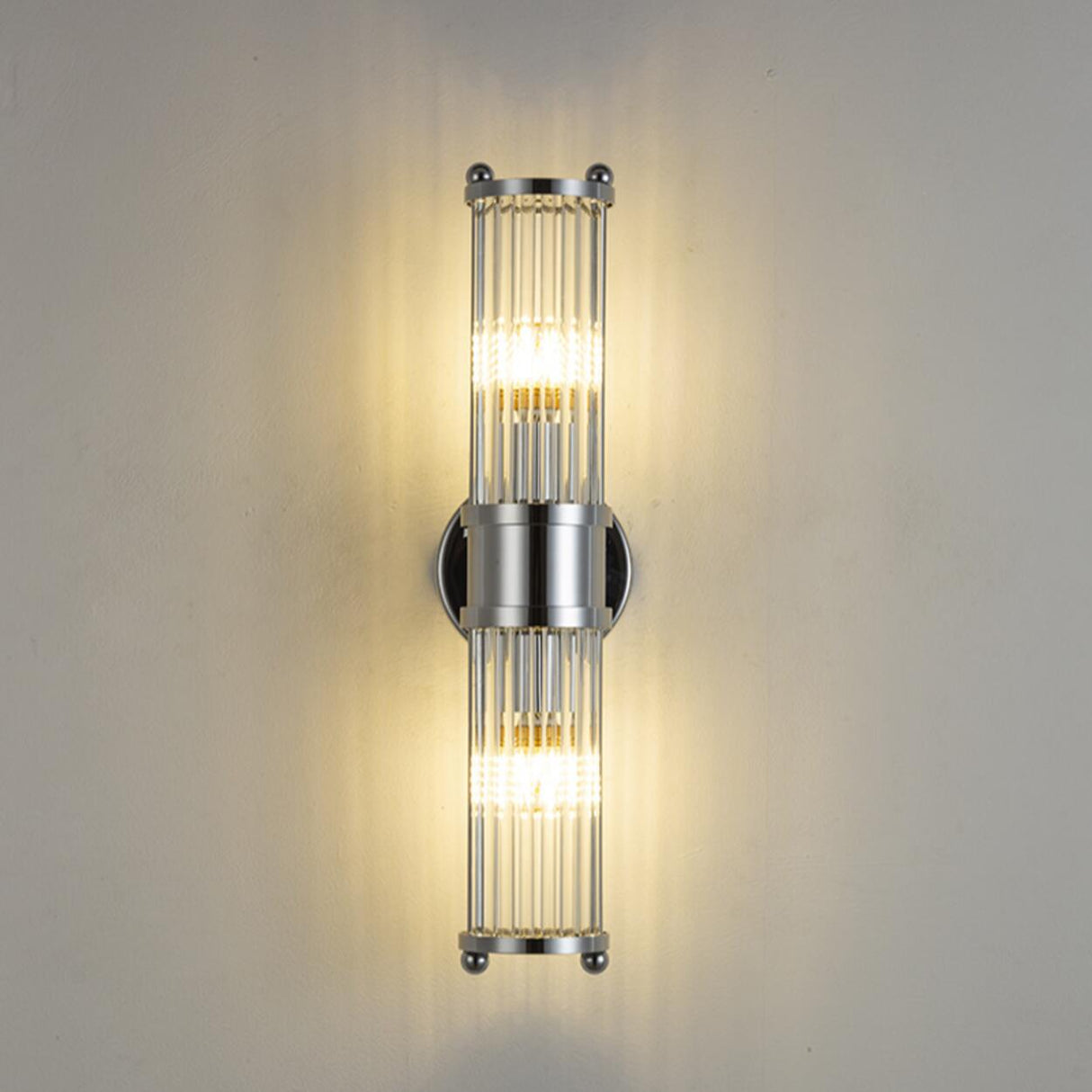 Modern Cylinder Clear Crystal Bedroom Wall Sconce Image - 17