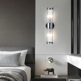 Modern Cylinder Clear Crystal Bedroom Wall Sconce Image - 2