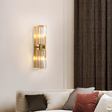 Modern Cylinder Clear Crystal Bedroom Wall Sconce Image - 4