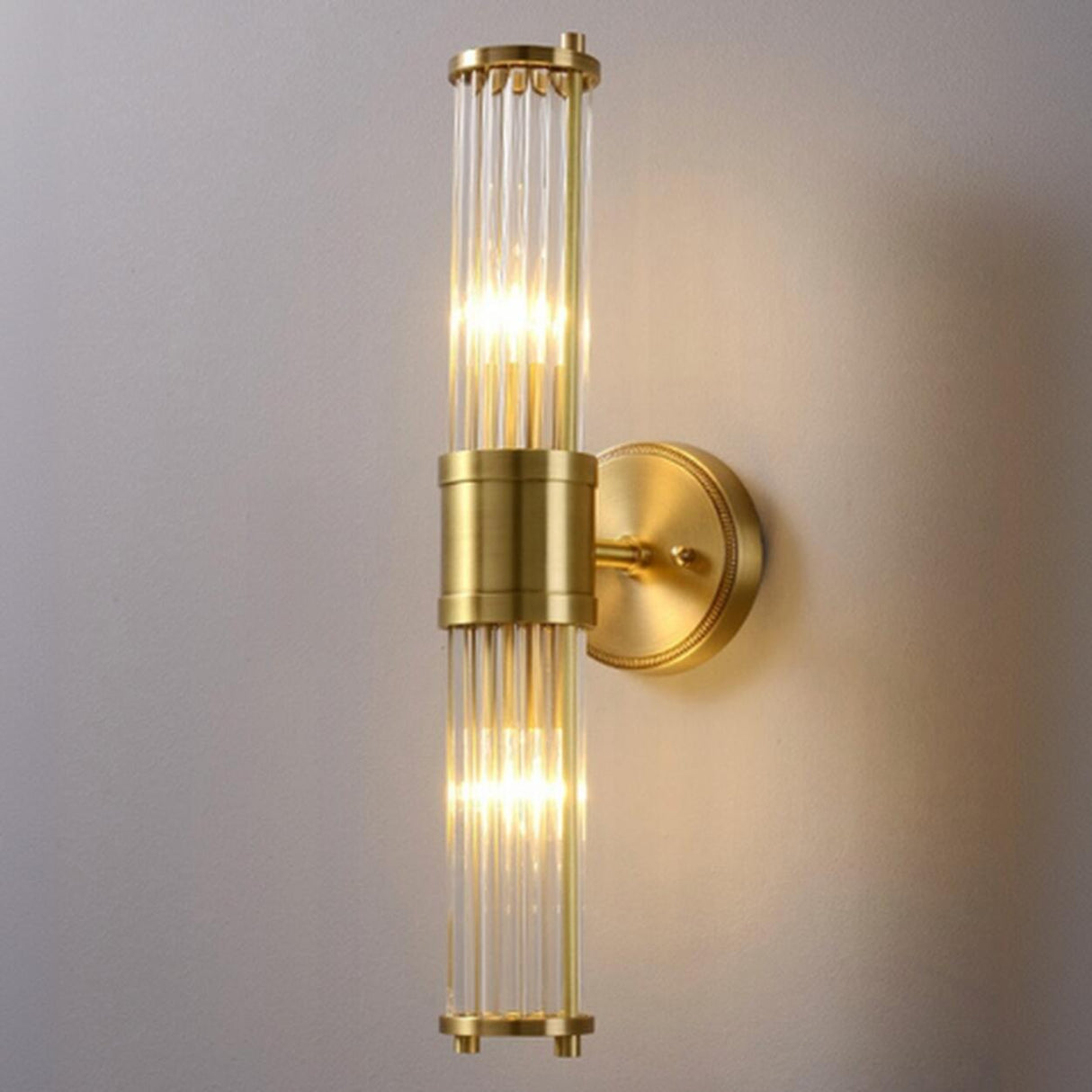 Modern Cylinder Clear Crystal Bedroom Wall Sconce Image - 7