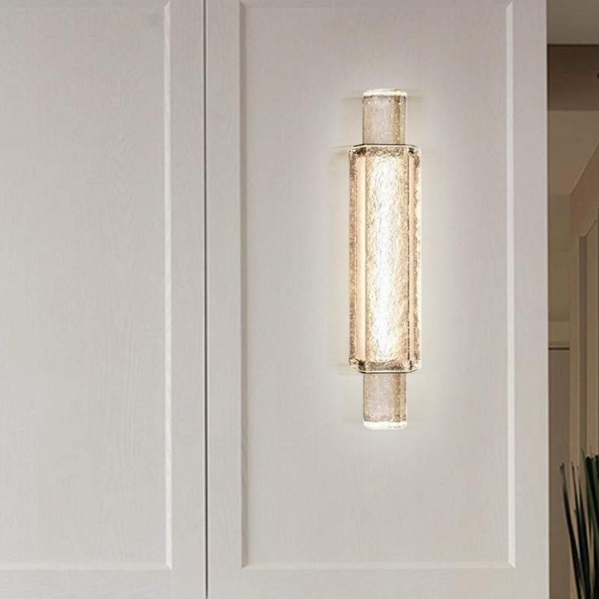 Modern Cylinder Clear Crystal Wall Sconce Light Image - 1