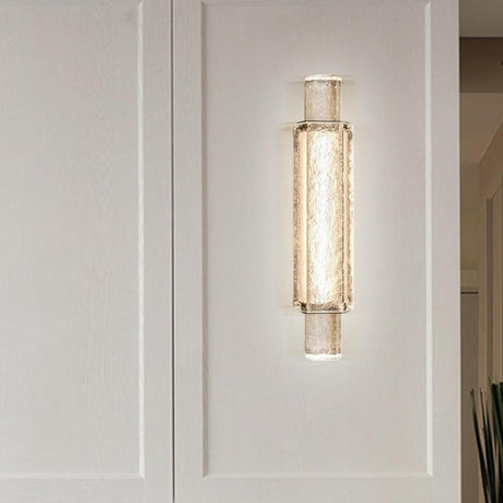 Modern Cylinder Clear Crystal Wall Sconce Light Image - 1