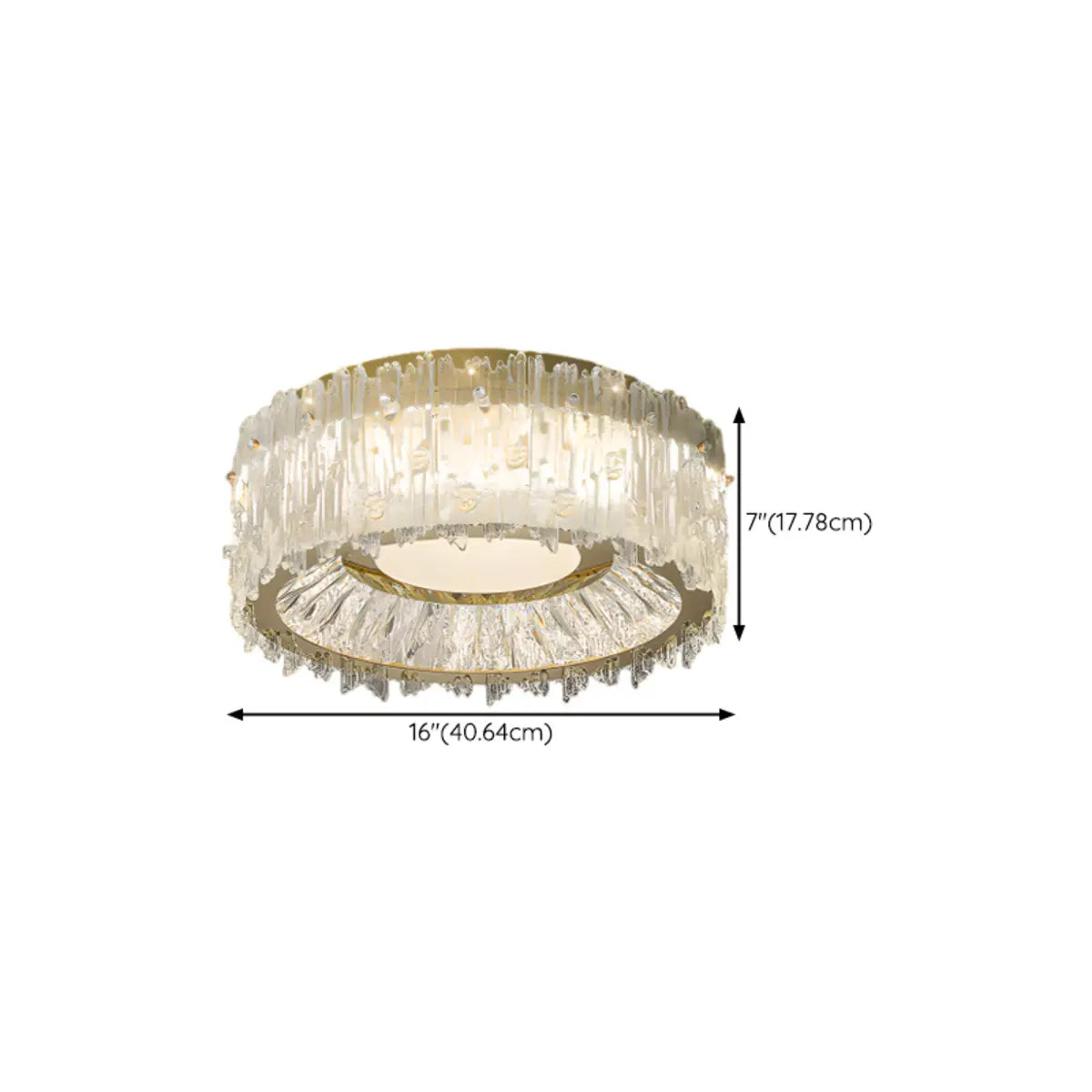 Luxury Cylinder Crystal Glass Flush Mount Ceiling Light 